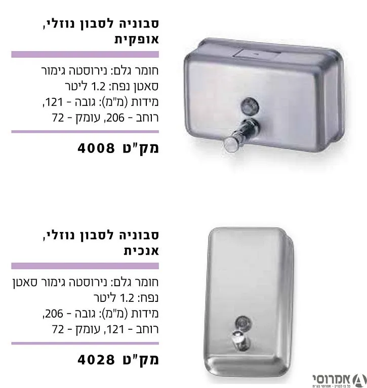 סבוניה מעוגלת/אנכית/אופקית 1.2 ליטר    מ.נ.ל