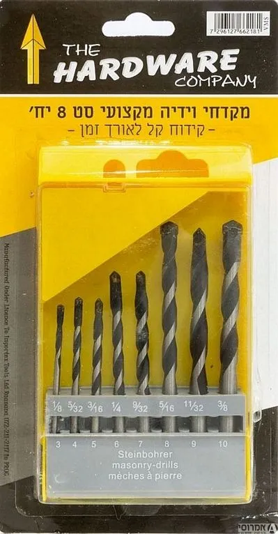 מקדח וידיה מקצועי 3-10 מ"מ [סט 8 יח']