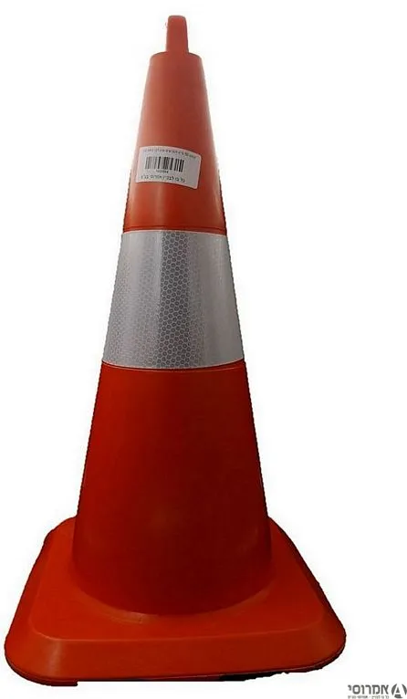 קונוס 50 ס"מ לכבישים צבע לבן וכתום זוהר