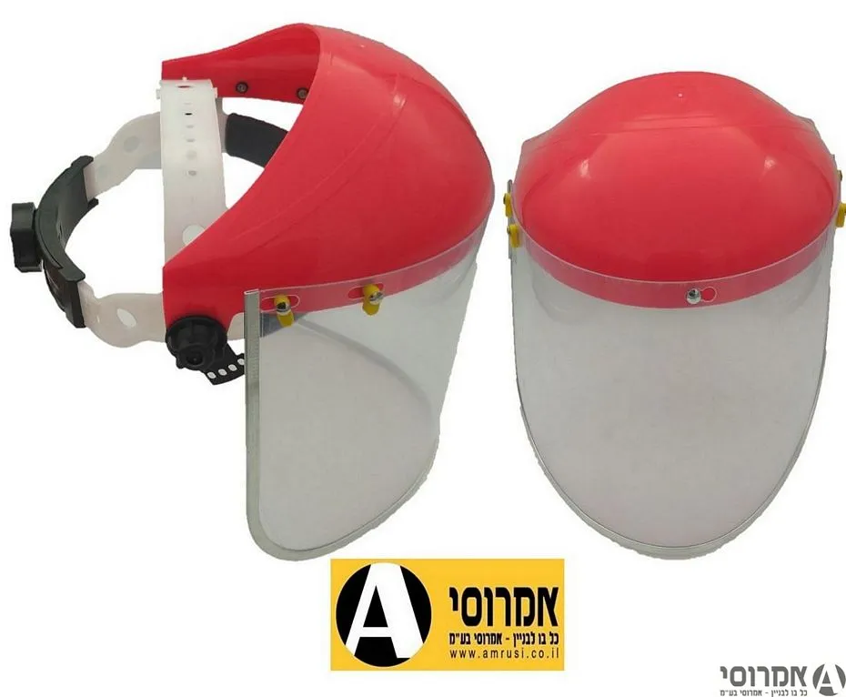 מסכה מגן פנים שקוף פוליקרבונט+ תפיסה לראש