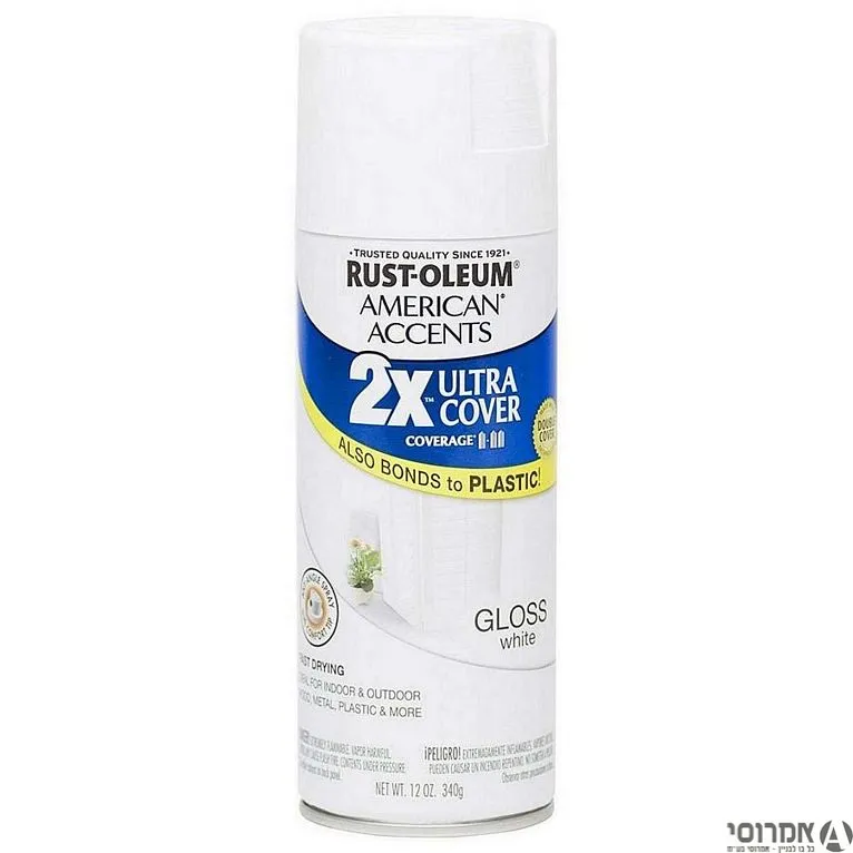 ספריי צבע לבן מבריק עברית  GLOSS WHITE 304010 אלרם 3