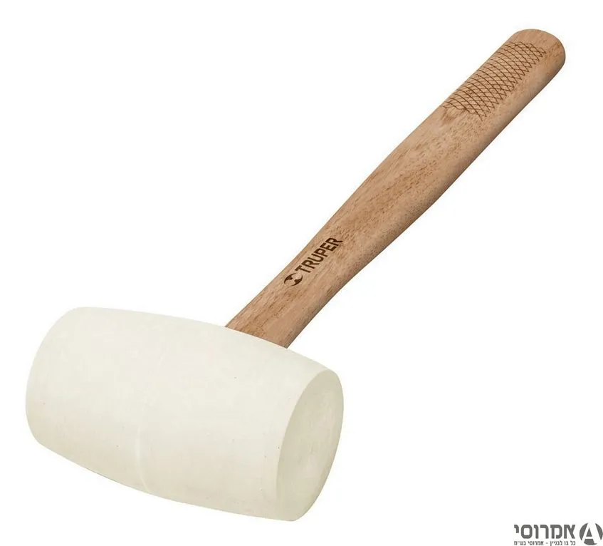 פטיש גומי לבן 227 גרם 8oz ידית עץ TRUPER