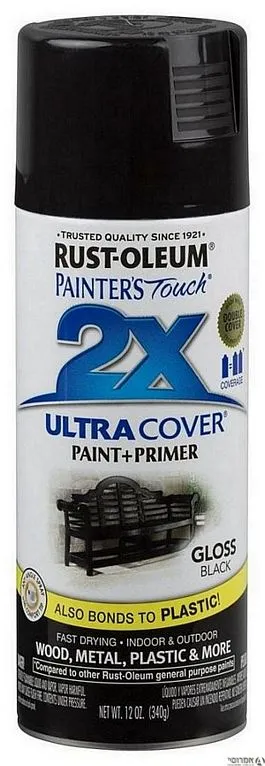 ספריי צבע - שחור מבריק עברית -  304009 GLOSS BLACK אלרם 3