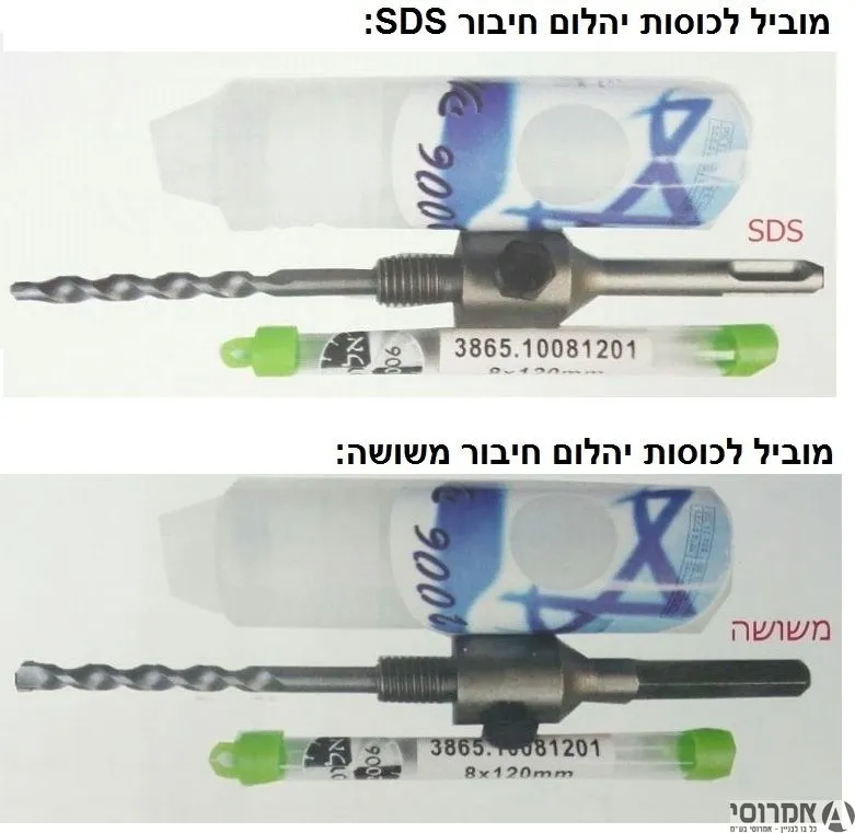 מוביל לכוסות יהלום חיבור משושה כולל מקדח מירכוז אלונה