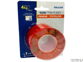 סרט דבק דו צדדי שקוף חזק במיוחד רוחב 25.4 מ"מ [3 מטר] 1282