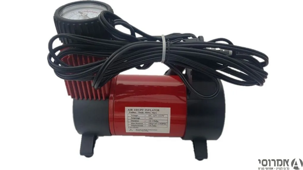 מדחס מיני לניפוח גלגלי רכב 12V