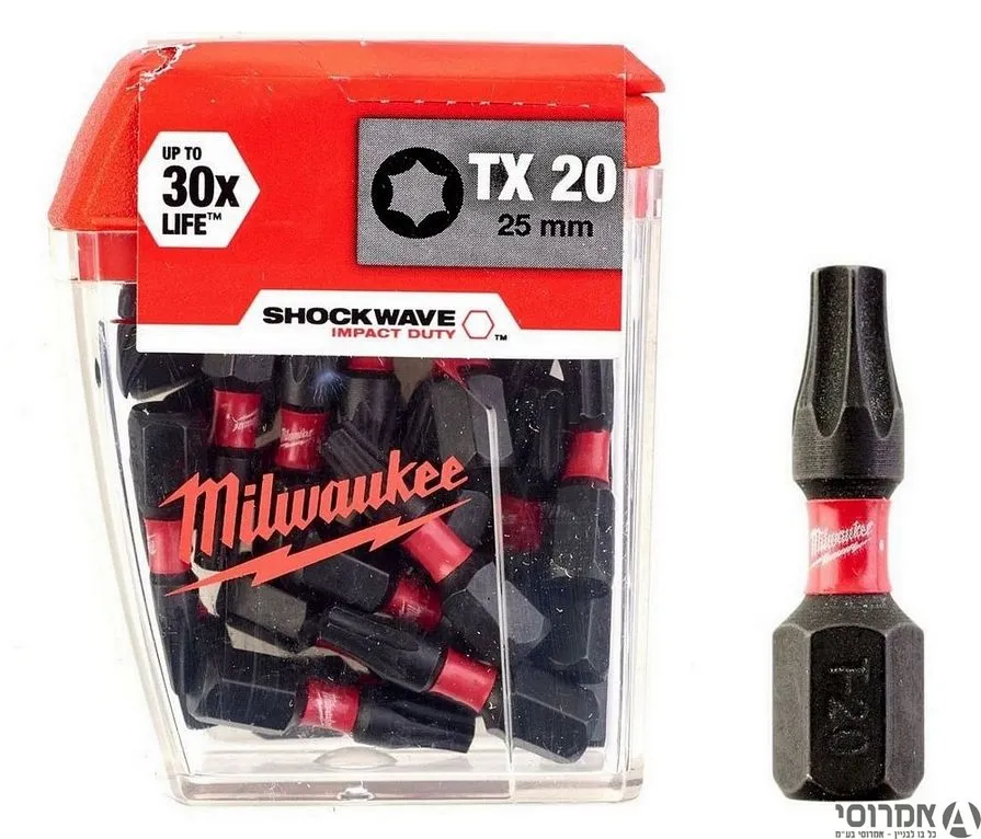 ביט כוכב טורקס 25 מ"מ TX 20 - SHOCKWAVE מארז 25 יח' מילווקי