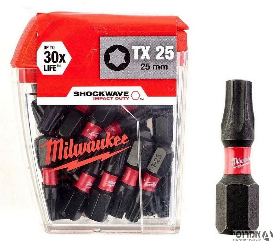 ביט כוכב טורקס 25 מ"מ TX 25 - SHOCKWAVE מארז 25 יח' מילווקי