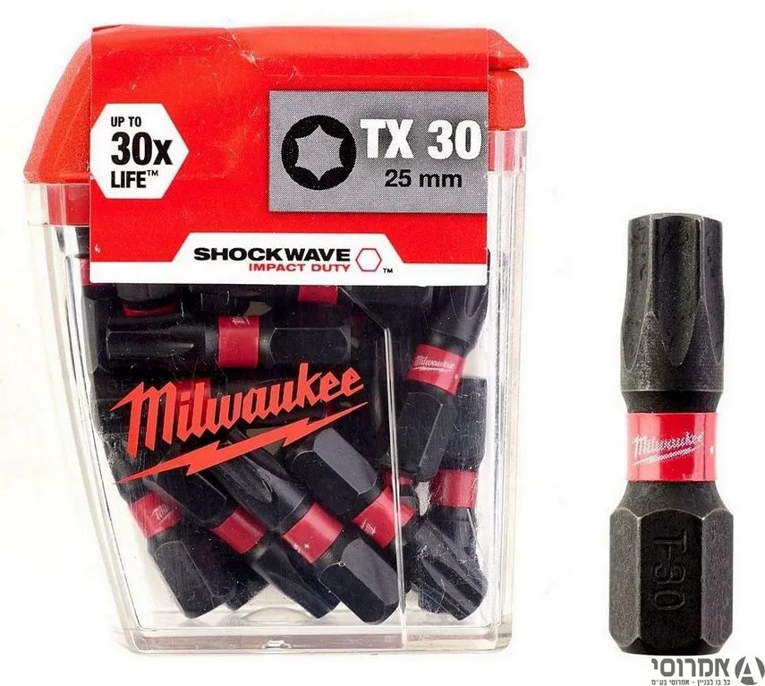 ביט כוכב טורקס 25 מ"מ TX 30 - SHOCKWAVE מארז 25 יח' מילווקי