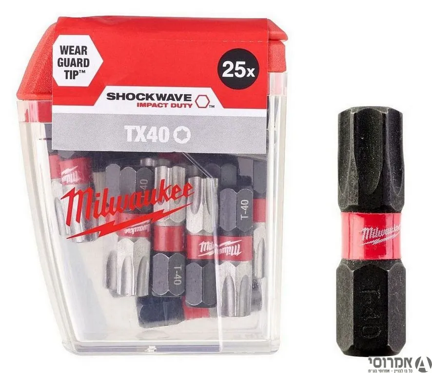 ביט כוכב טורקס 25 מ"מ SHOCKWAVE TX 40 מארז 25 יח' מילווקי 3