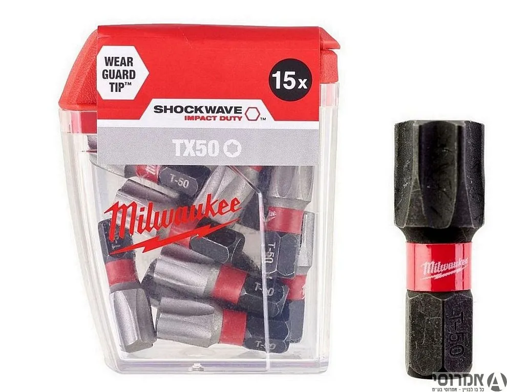 ביט כוכב טורקס 25 מ"מ TX 50 - SHOCKWAVE מארז 25 יח' מילווקי