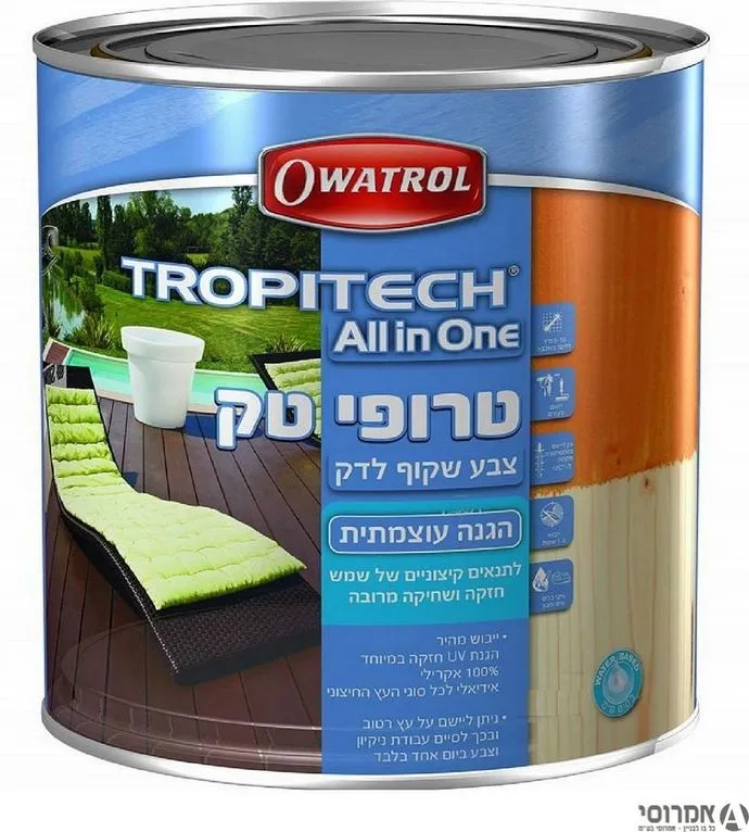 טרופיטק-צבע שקוף לעץ לתנאים קיצוניים - גוון דבש -סאן דק-[גלון]