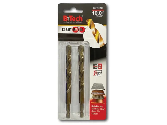 מקדח אימפקט זוג 1/4" קובלט M35 B.Tech מידה 10.0 מק"ט 0509510