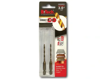 מקדח אימפקט זוג 1/4" קובלט M35 B.Tech מידה 3.0 מק"ט 0509503