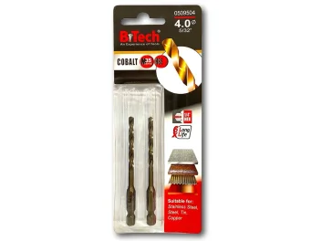 מקדח אימפקט זוג 1/4" קובלט M35 B.Tech מידה 4.0 מק"ט 0509504
