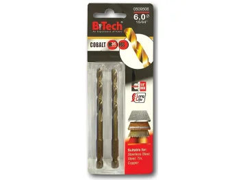 מקדח אימפקט זוג 1/4" קובלט M35 B.Tech מידה 6.0 מק"ט 0509506