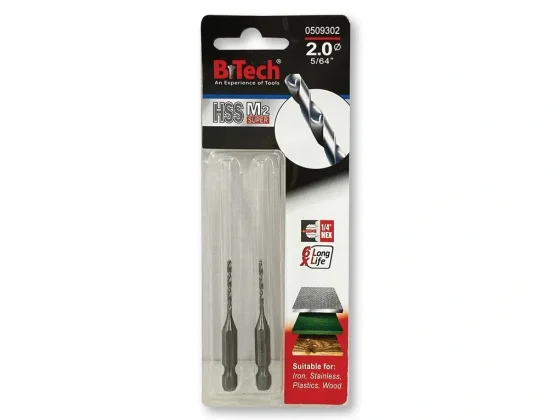 מקדח לאימפקט זוג B.Tech HSS SUM2 "1/4 מידה 2.0 מק"ט 0509302
