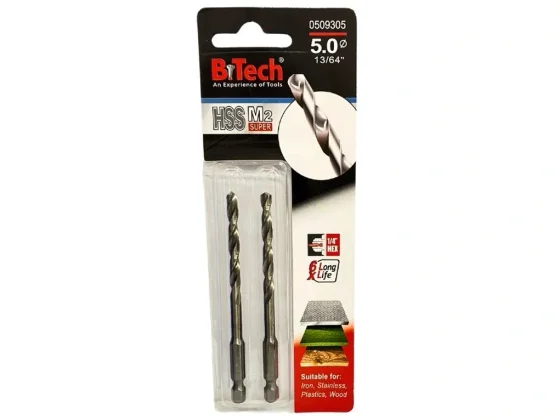 מקדח לאימפקט זוג B.Tech HSS SUM2 "1/4 מידה 5.0 מק"ט 0509305