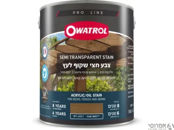 אווטרול צבע חצי שקוף לעץ  בשכבה אחת בלבד – NT-4031 חום אגוז - 3.6 ליטר - סאן דק