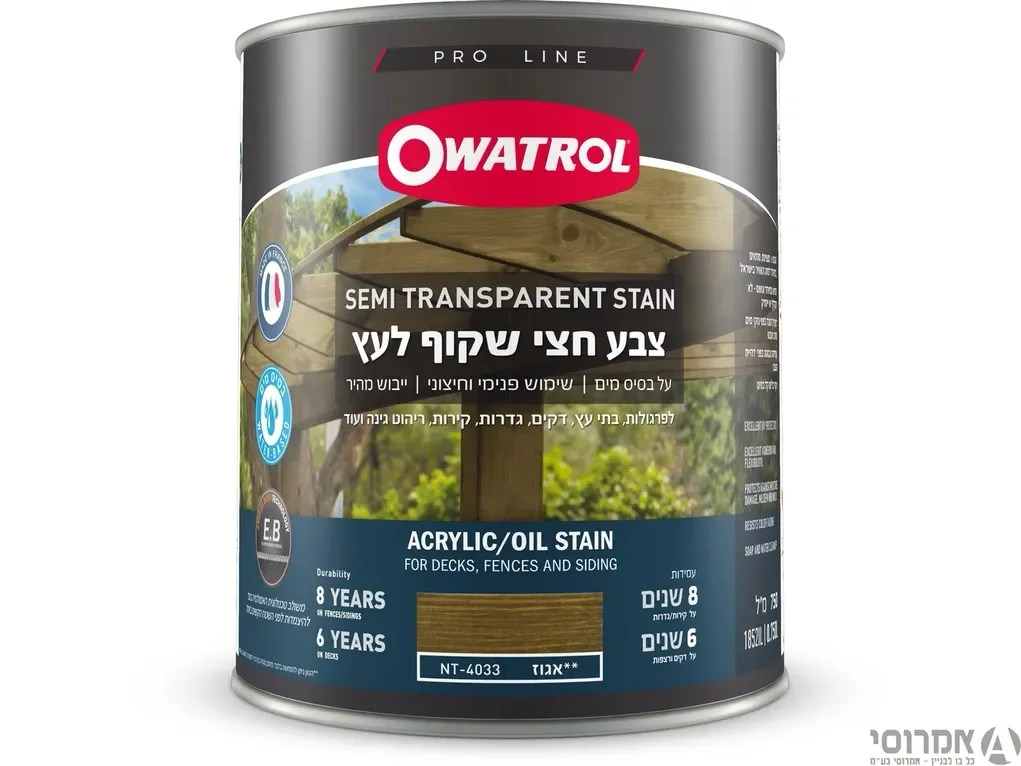 אווטרול צבע חצי שקוף לעץ בשכבה אחת בלבד – NT-4033 אגוז - 0.75 ליטר - סאן דק