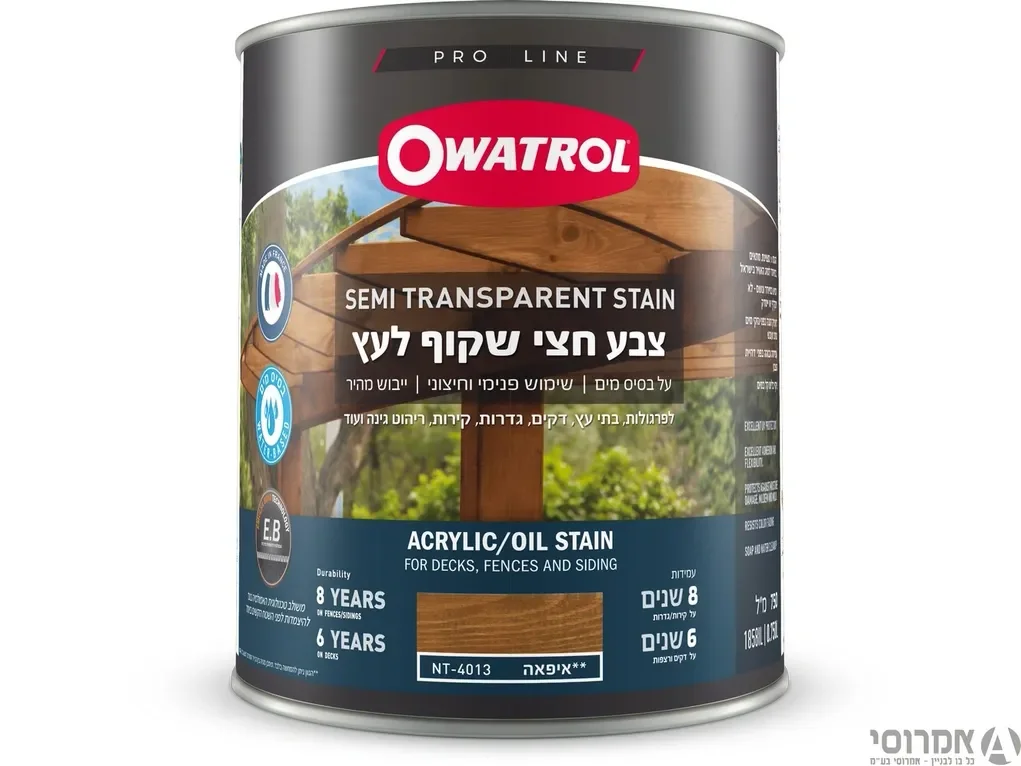 אווטרול צבע חצי שקוף לעץ בשכבה אחת בלבד – NT-4013 איפאה - 0.75 ליטר - סאן דק