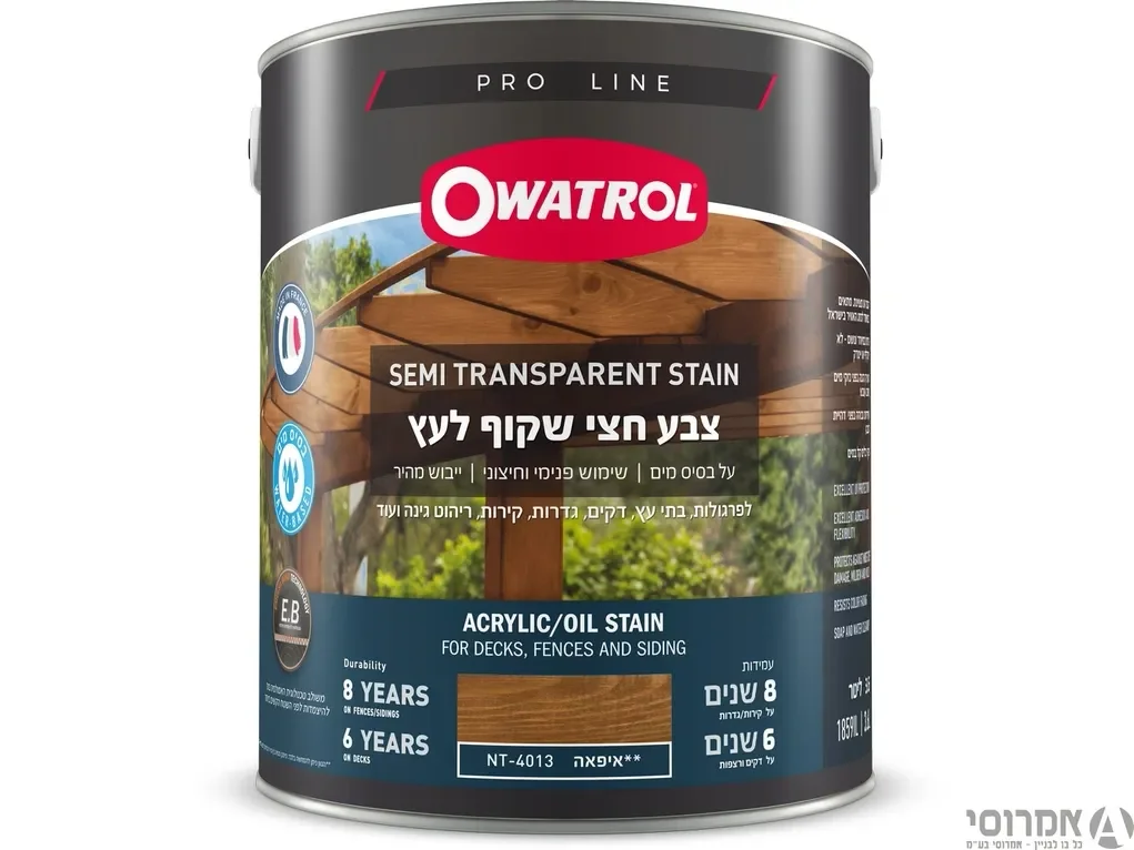 אווטרול צבע חצי שקוף לעץ  בשכבה אחת בלבד – NT-4013 איפאה - 3.6 ליטר - סאן דק