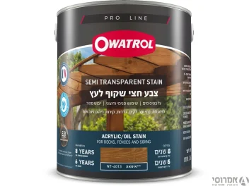 אווטרול צבע חצי שקוף לעץ  בשכבה אחת בלבד – NT-4013 איפאה - 3.6 ליטר - סאן דק