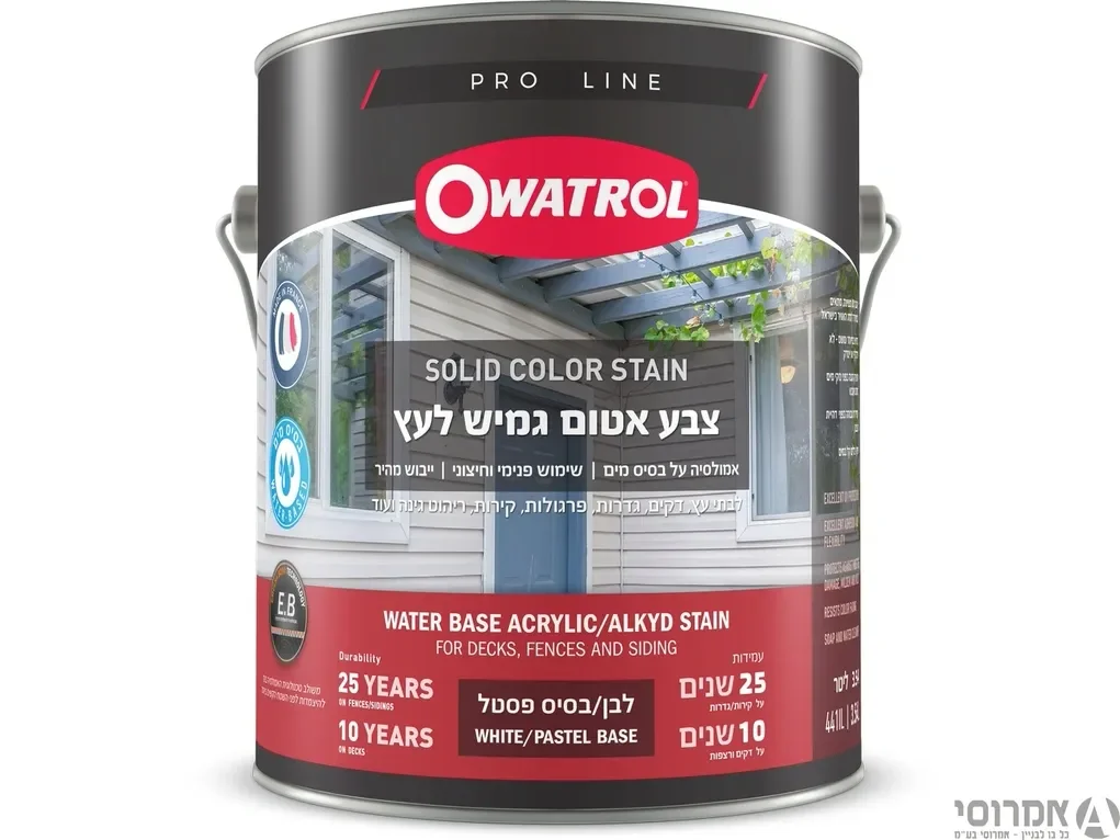 אווטרול צבע אטום גמיש לעץ – לבן/בסיס פסטל - 3.54 ליטר - סאן דק