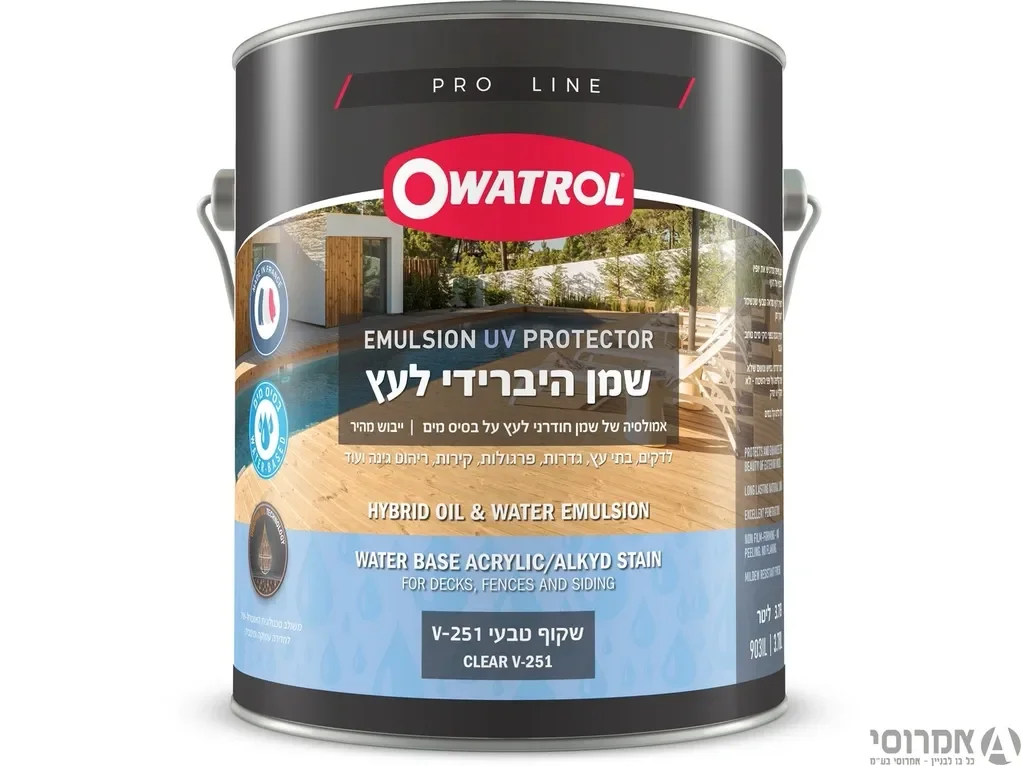 שמן היברידי לעץ V-251 שקוף - אווטרול - סאן דק
