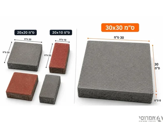 אבן משתלבת 6*10*20 אפור [למ"ר]-פחות ממשטח