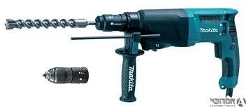 פטישון דגם HR2630T מקיטה+פוטר מתחלף+מארז מהודר: איזמלים+מקדחים מקורי מקיטה