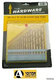 מקדח טיטניום מ 1-10 מ"מ [סט 19 יח']