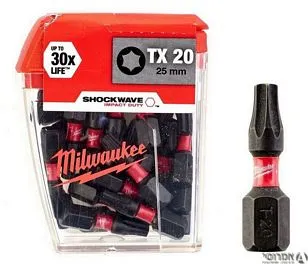 ביט כוכב טורקס 25 מ"מ SHOCKWAVE TX 20 מארז 25 יח' מילווקי