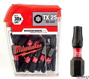ביט כוכב טורקס 25 מ"מ SHOCKWAVE TX 25 מארז 25 יח' מילווקי