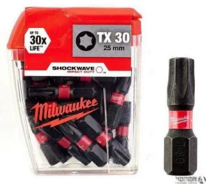 ביט כוכב טורקס 25 מ"מ SHOCKWAVE TX 30 מארז 25 יח' מילווקי