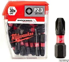 ביט 25 מ"מ SHOCKWAVE PZ 3 מארז 25 יח' מילווקי