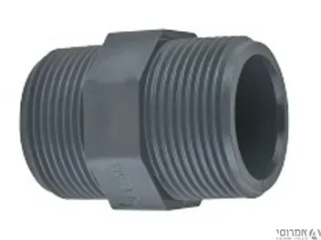ניפל כפול הברגה אפור PVC פלסאון