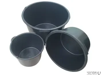 פיילה שחורה עגולה לעירבוב דבקים ומלט