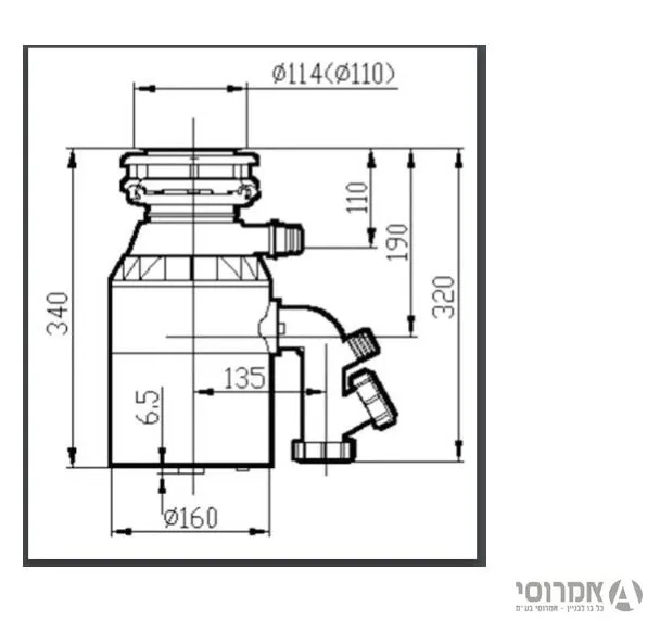 טוחן אשפה +מפסק פנאומטי TMY- PR750 שקט במיוחד 1 כ"ס- 5 שנים אחריות- לא כולל התקנה 2