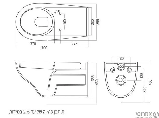 אסלה תלויה ברקת נכים לבן+מושב -חרסה**אין החזרה או החלפה** 2