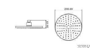 ראש מקלחת מפל פלוס עגול כרום קוטר 200 מ''מ 467200 עוז גום