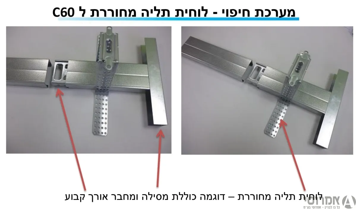 לוחית תליה מחוררת ל-C 60  אורך 200 מ"מ--קופסא 100 יח' 2