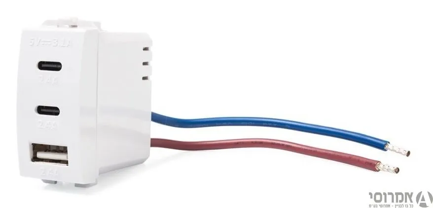 מטען USB 3.1A 5V מואר 3 יציאות 1 מודול לבן - ניסקו 2