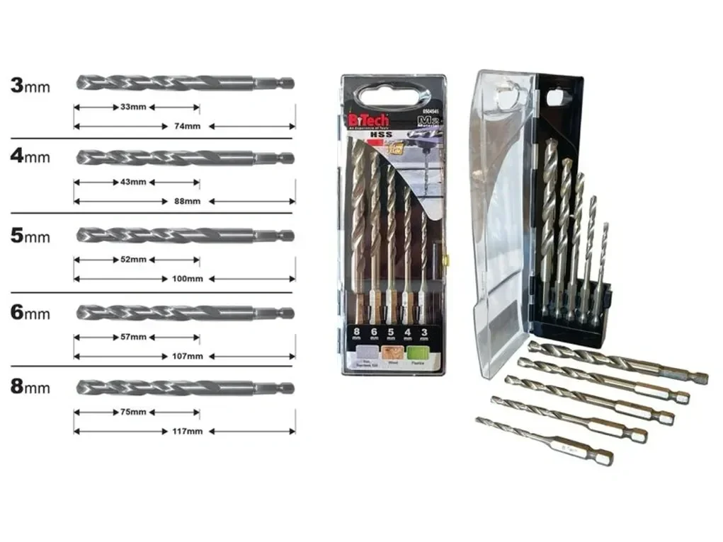 סט מקדחי אימפקט 5 HSS M2 SUPERיח B.Tech 8.0-3.0 מק"ט 0504545