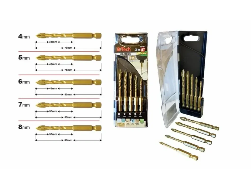 סט מקדחי אימפקט אוניב 5 4T XXX3יח B.Tech 8.0-4.0 מק"ט 0504542
