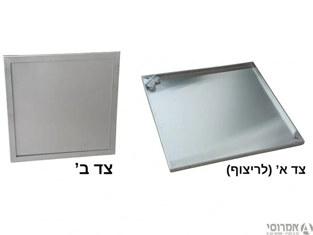 מכסה ביוב מרובע שקוע לריצוף נירוסטה  במידות 50*50 קיסר (ארוז בקרטון)