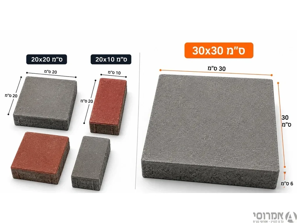 אבן משתלבת 6*30*30  אפור [למ"ר]-פחות ממשטח